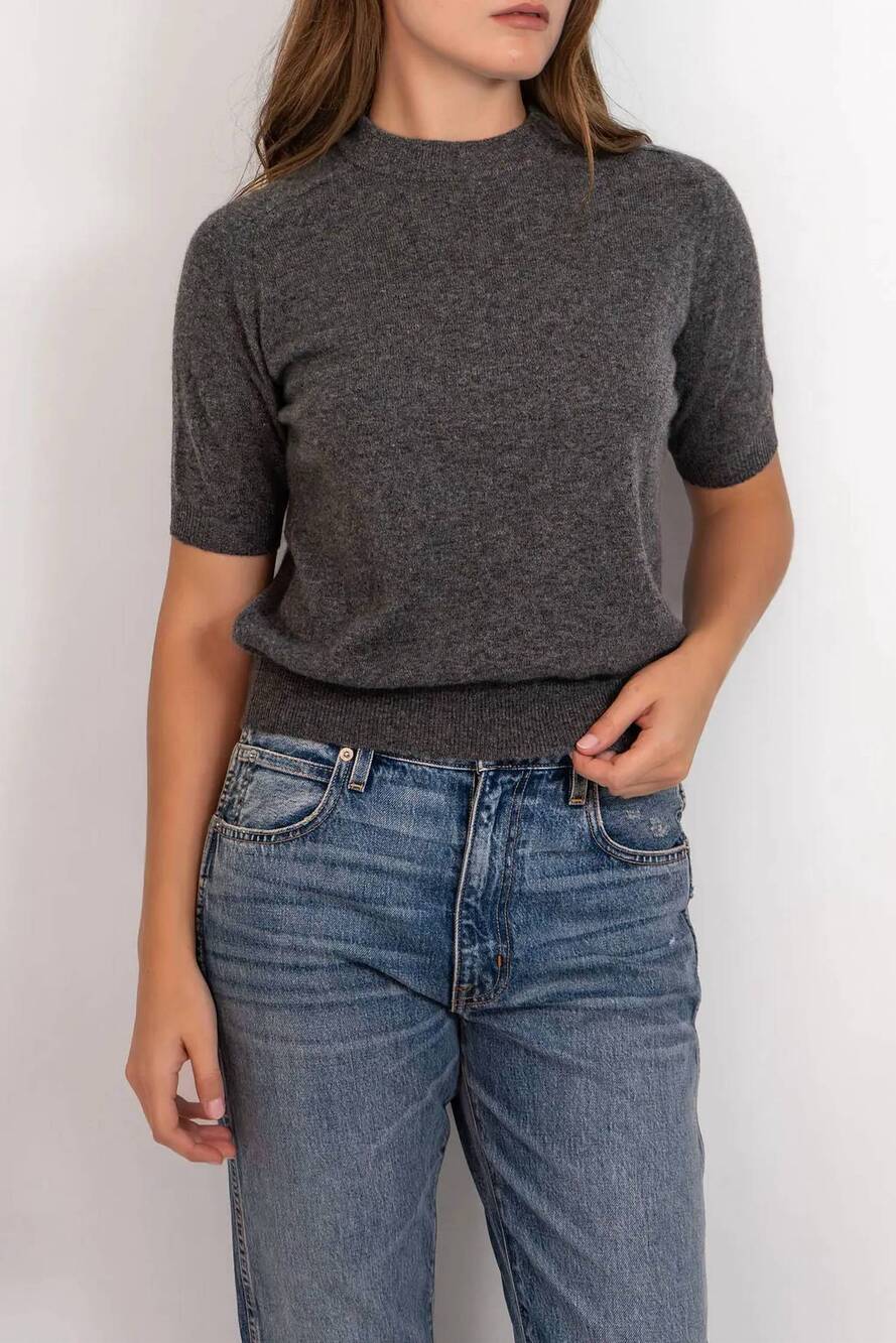 NEW DEMYLEE NEW YORK irelia raglan top in dark heather grey